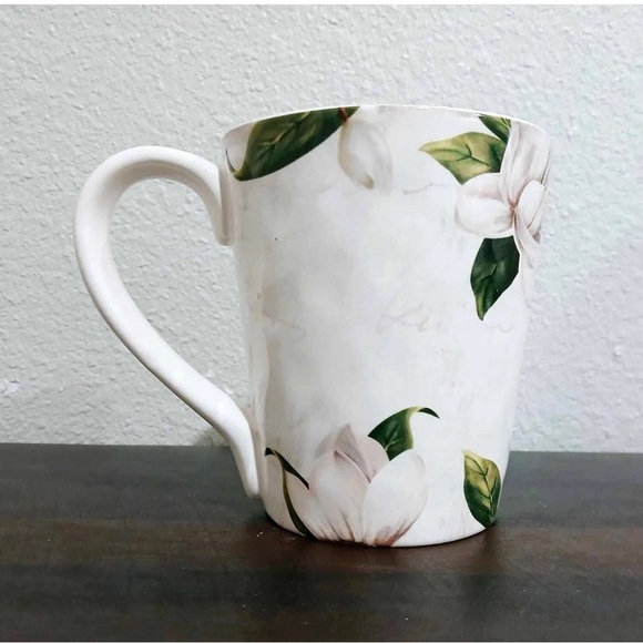 Set Pier 1 Ironstone Magnolia Floral Coffee Mug. Dishwasher Safe, 4.5’ - Picture 2 of 5
